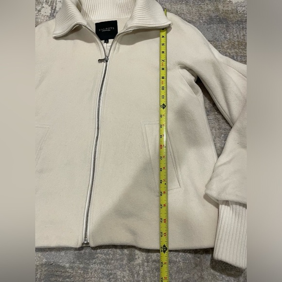 Talbots Wool Blend Ivory Jacket Full Zip Ribbed Collar Cuff Coat Women’s Size 6 - Picture 9 of 10